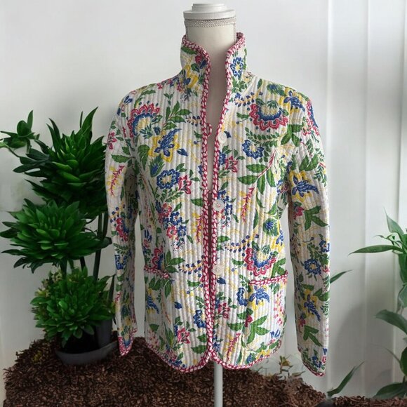 APPLESEED'S Reversible Floral Pink Quilted Patterned Jacket Size Medium - Picture 1 of 11
